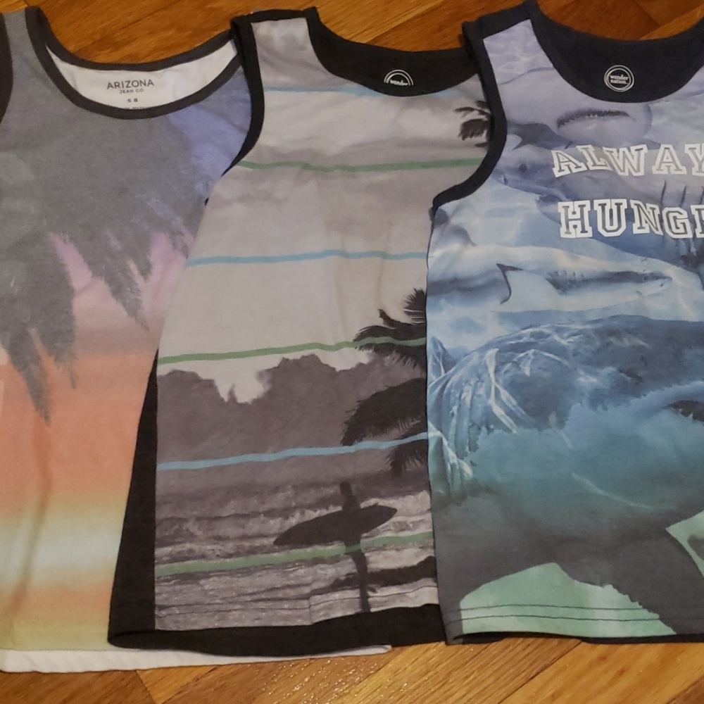 Lot of 3 Medium size 8 boys tank tops